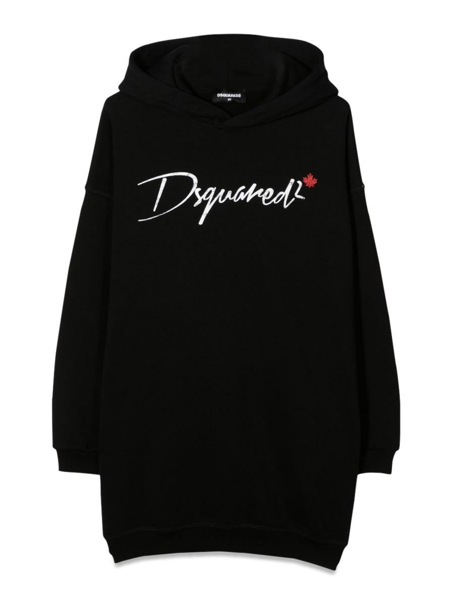 dsquared2 over hooded sweatshirt dress