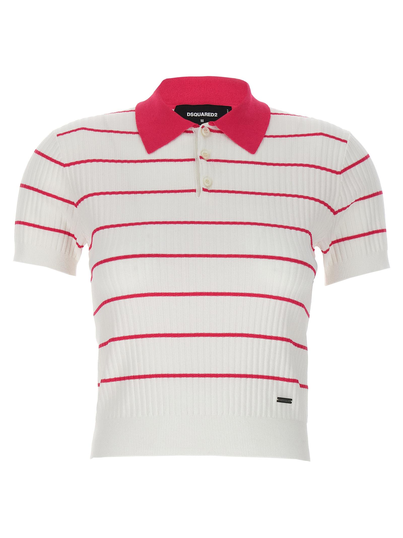 dsquared2 striped polo shirt multicolor viscose - women
