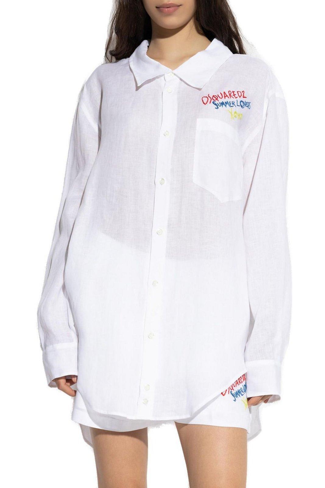 dsquared2 summer lovers embroidered oversized shirt