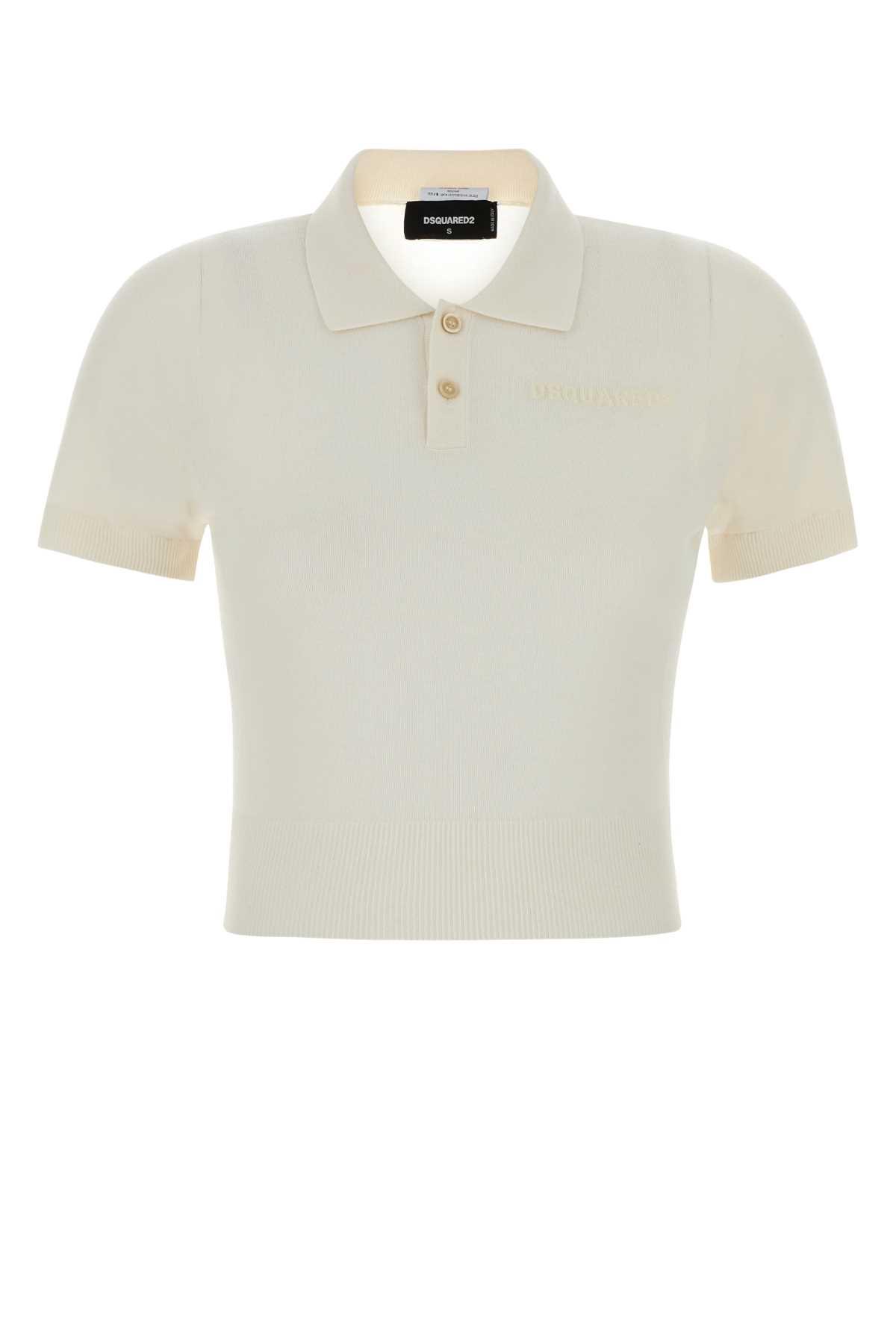 dsquared2 white knit polo shirt