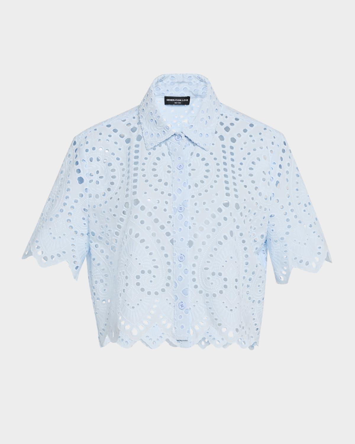dubois cropped eyelet shirt