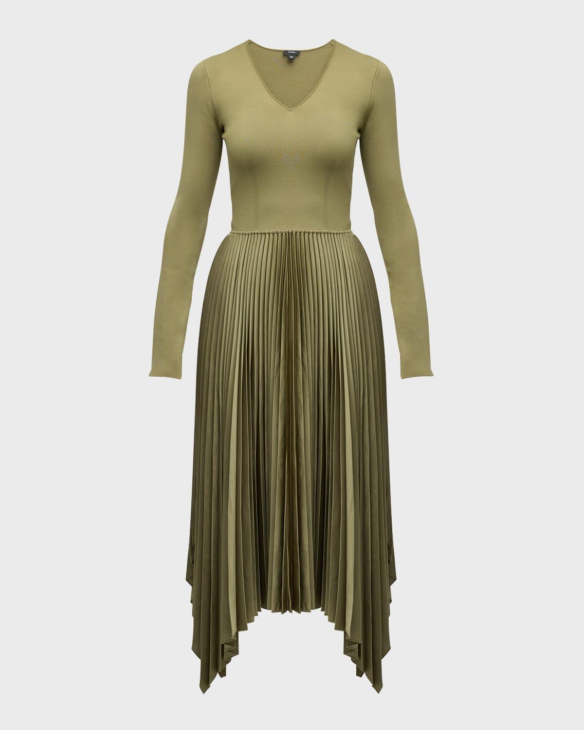 dubois pleated handkerchief midi dress