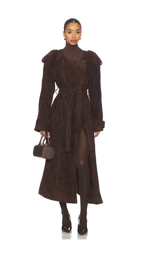 ducie klarissa trench coat in brown.