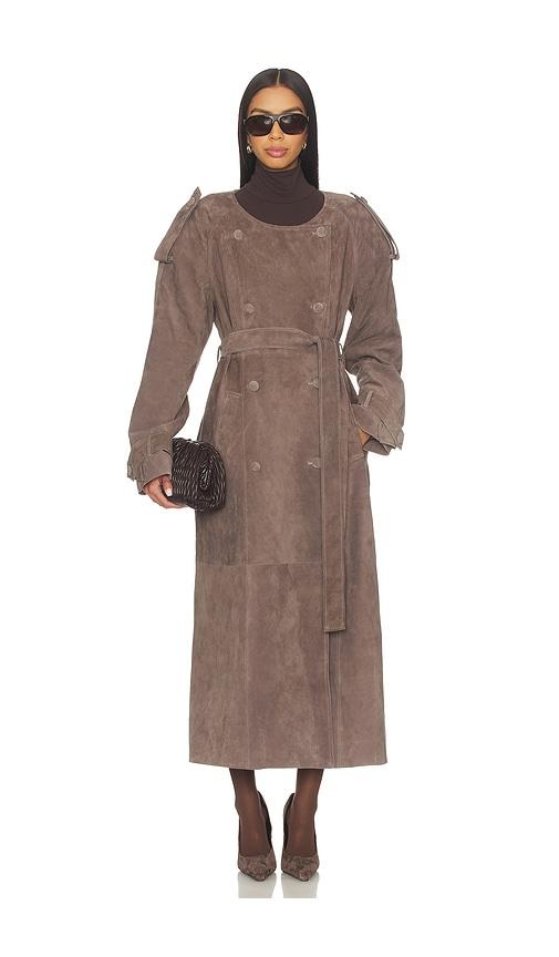 ducie klarissa trench coat in brown.