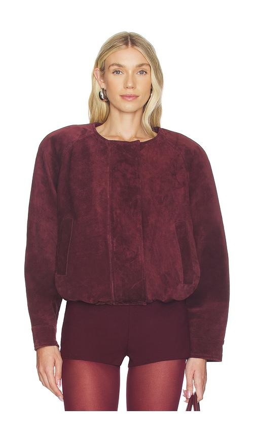 ducie suki coat in burgundy.