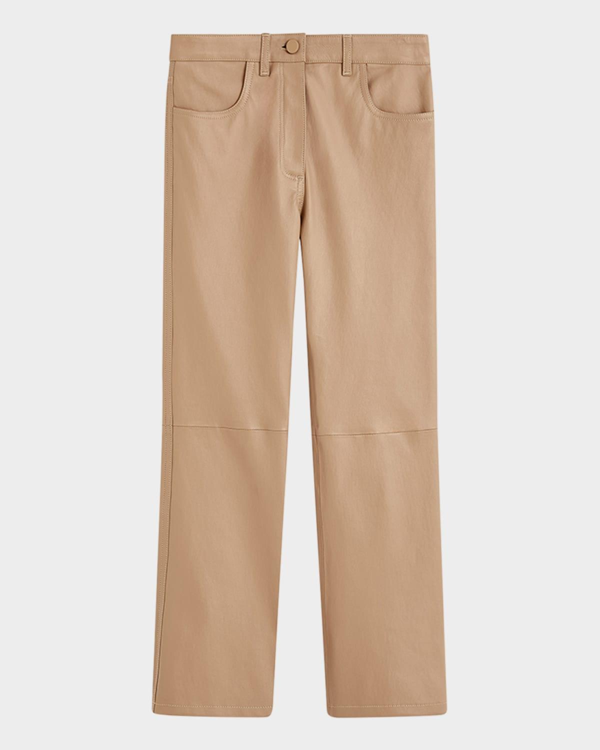duke cropped straight-leg leather pants