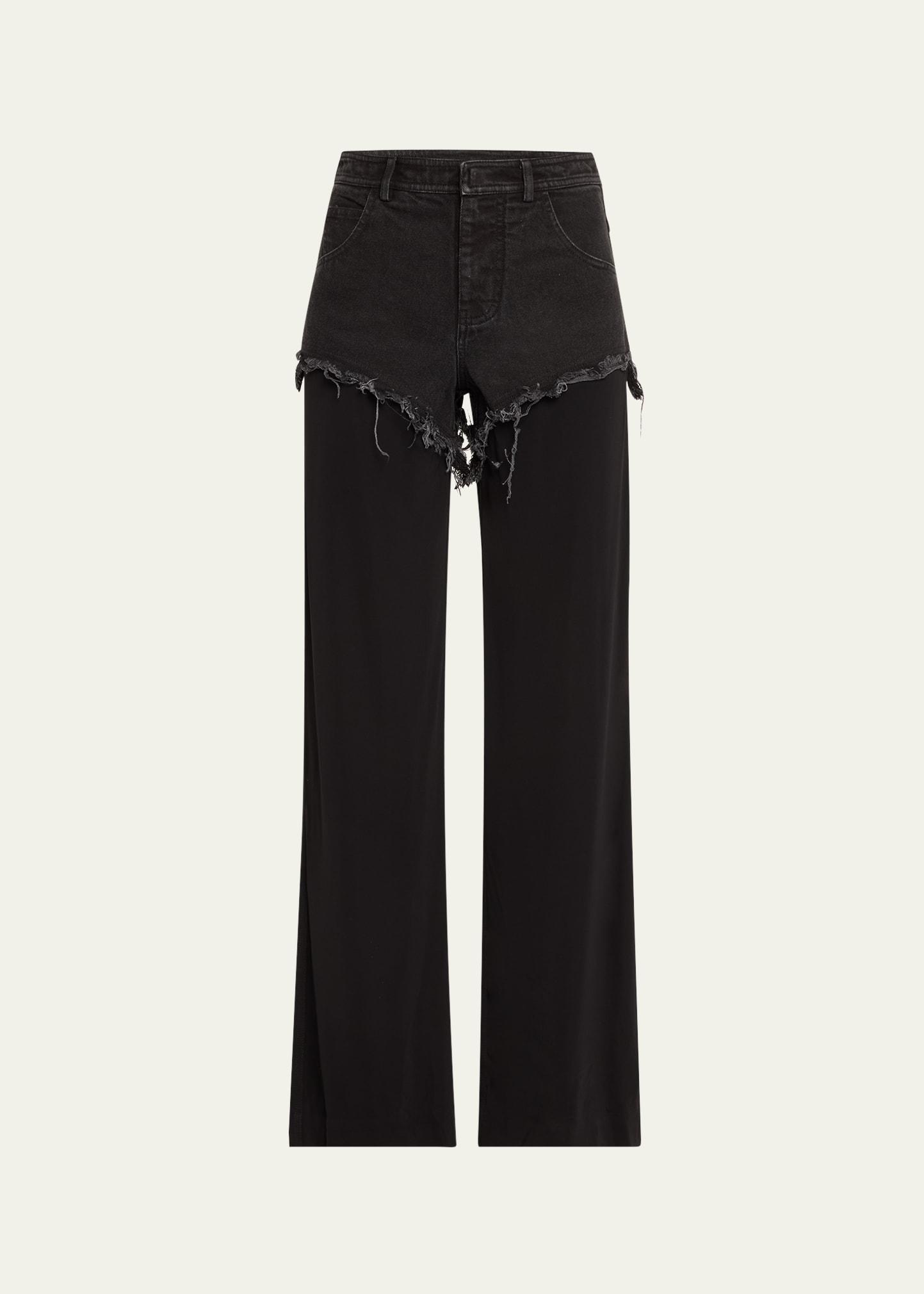 duke splice layered straight jeans