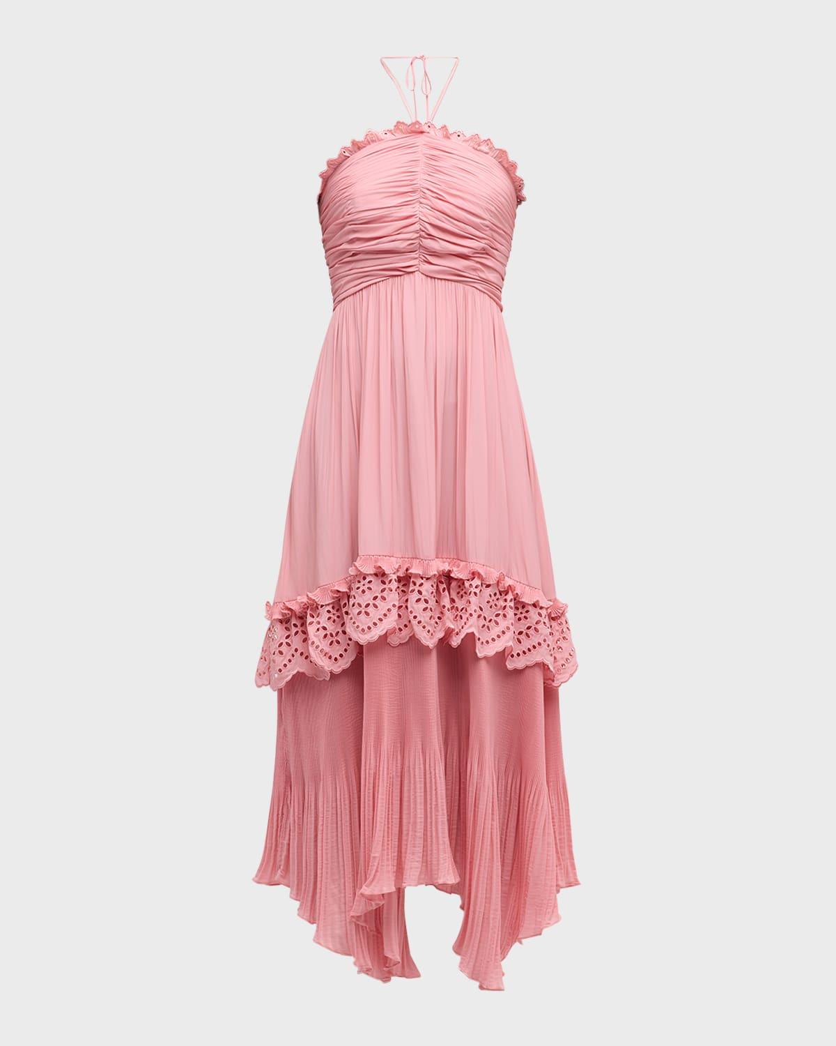 dulce tiered halter maxi dress