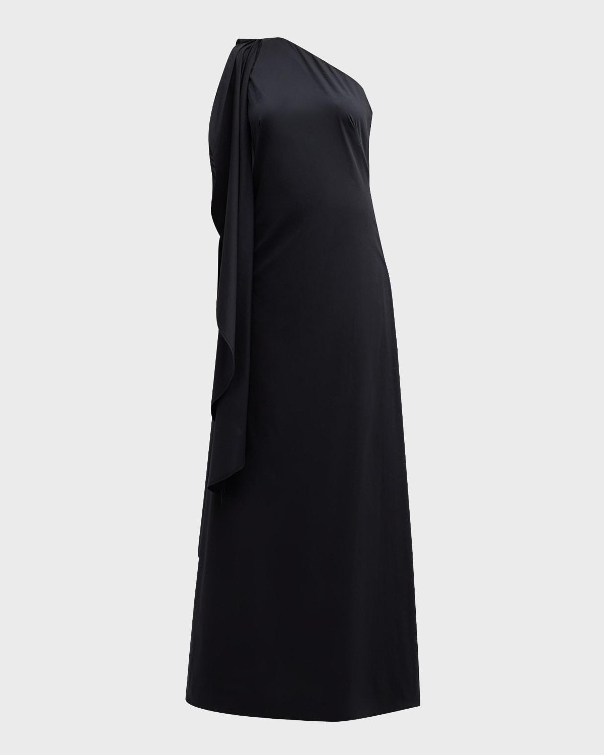 dune one-shoulder sash poplin gown