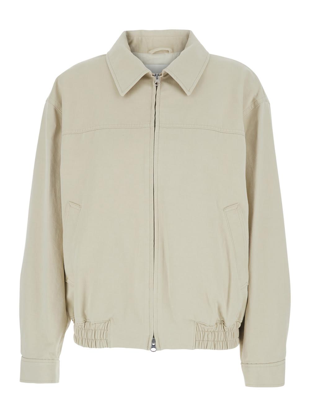 dunst beige jacket with classic collar in cotton for women