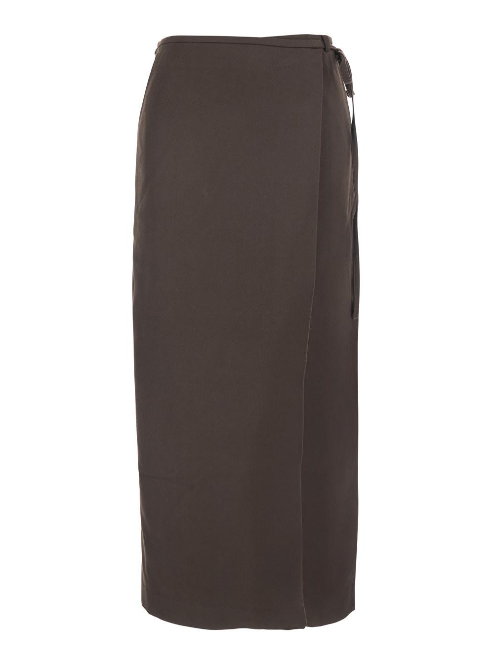 dunst brown skirt with side closure with laces in fabric woman