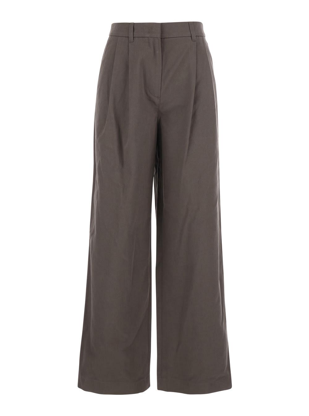 dunst brown tailored trousers with front pleats in fabric woman