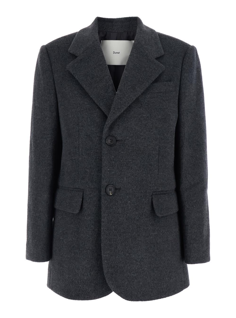 dunst grey single-breasted jacket with notched revers in cashmere woman