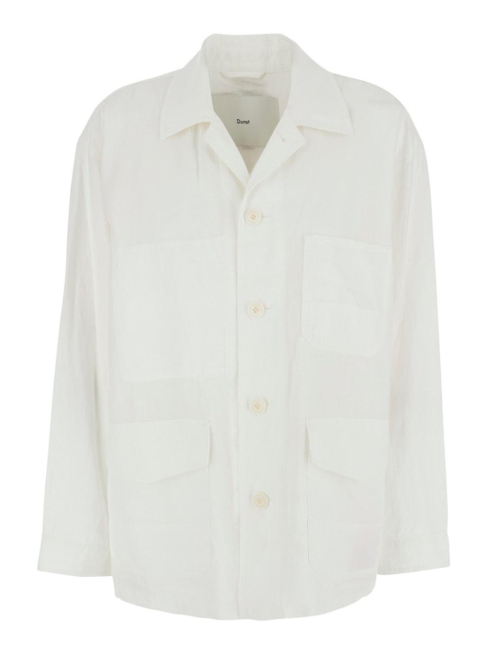 dunst white jacket with wide collar and three patch pockets on the front in cotton blend for women