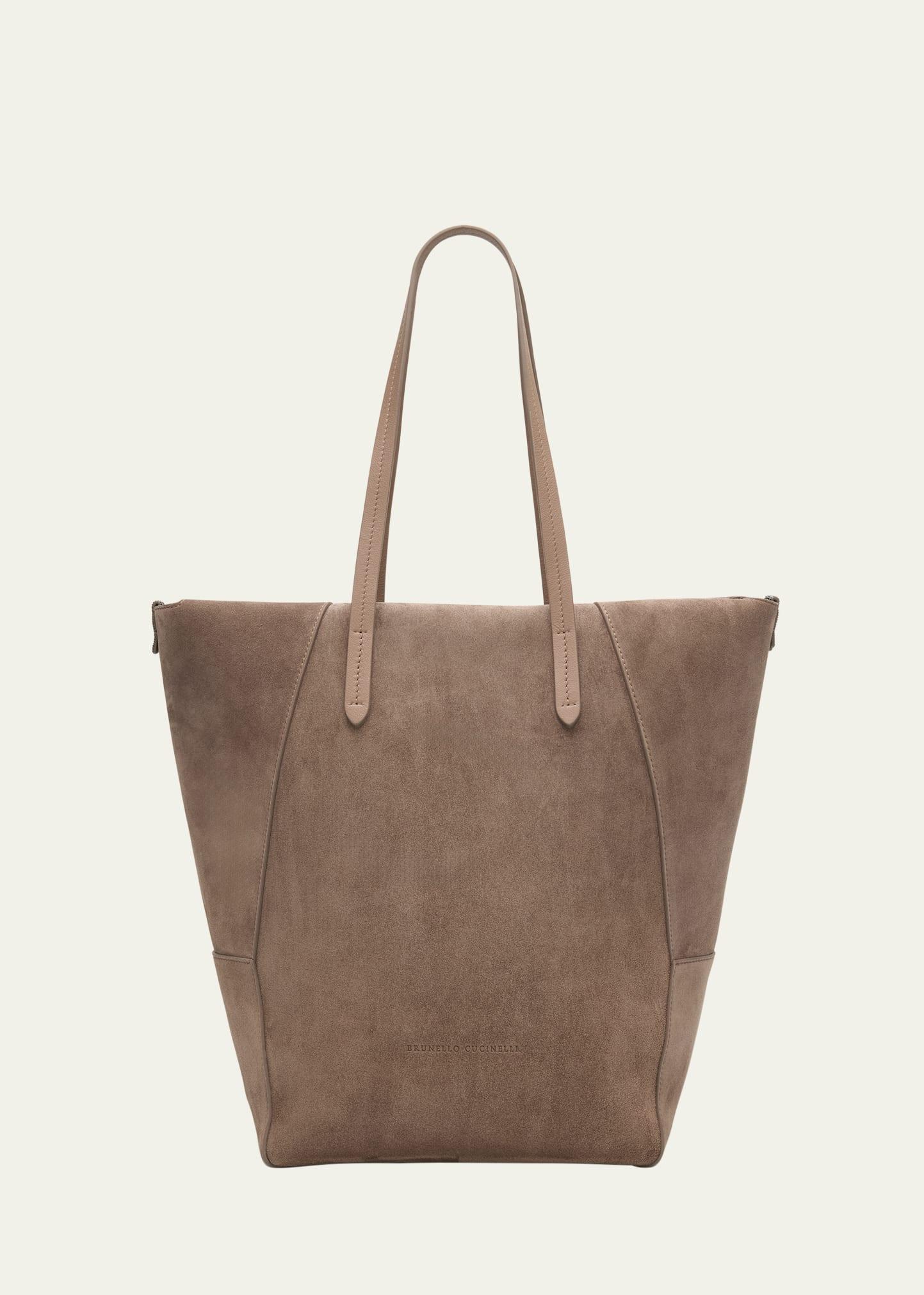duo east-west suede tote bag