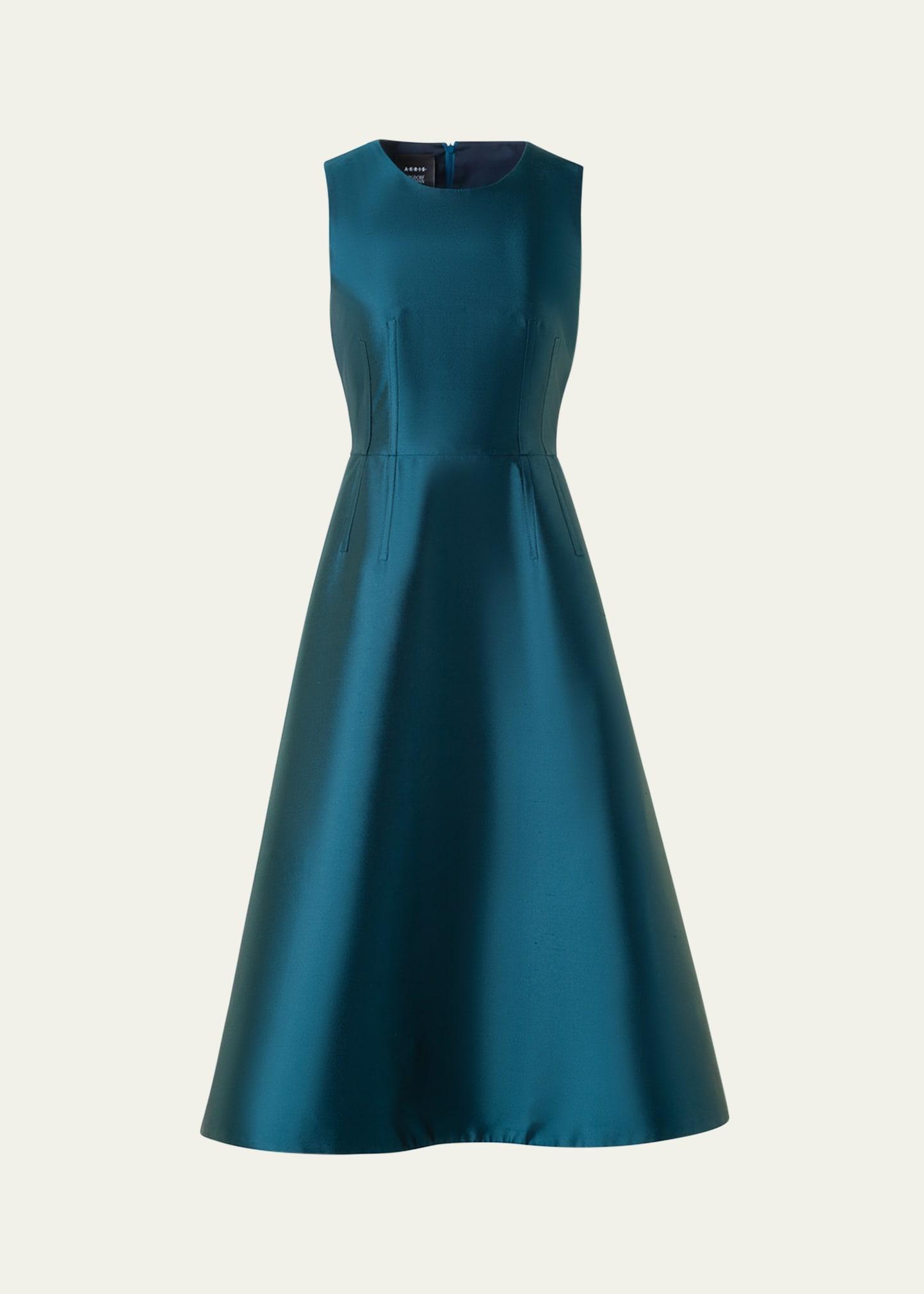 dupion silk sleeveless cocktail dress