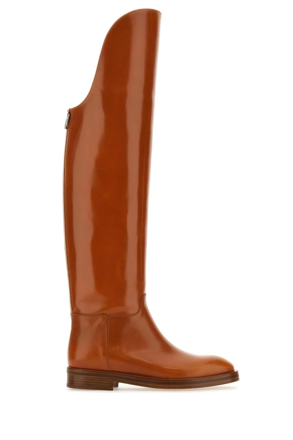 durazzi milano caramel leather equestran boots