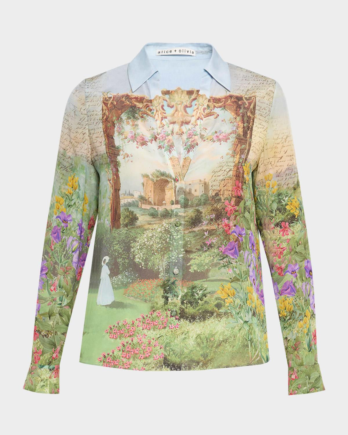 dusk to dawn eloise button-front blouse