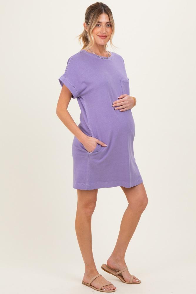 dusty purple maternity t-shirt mini dress