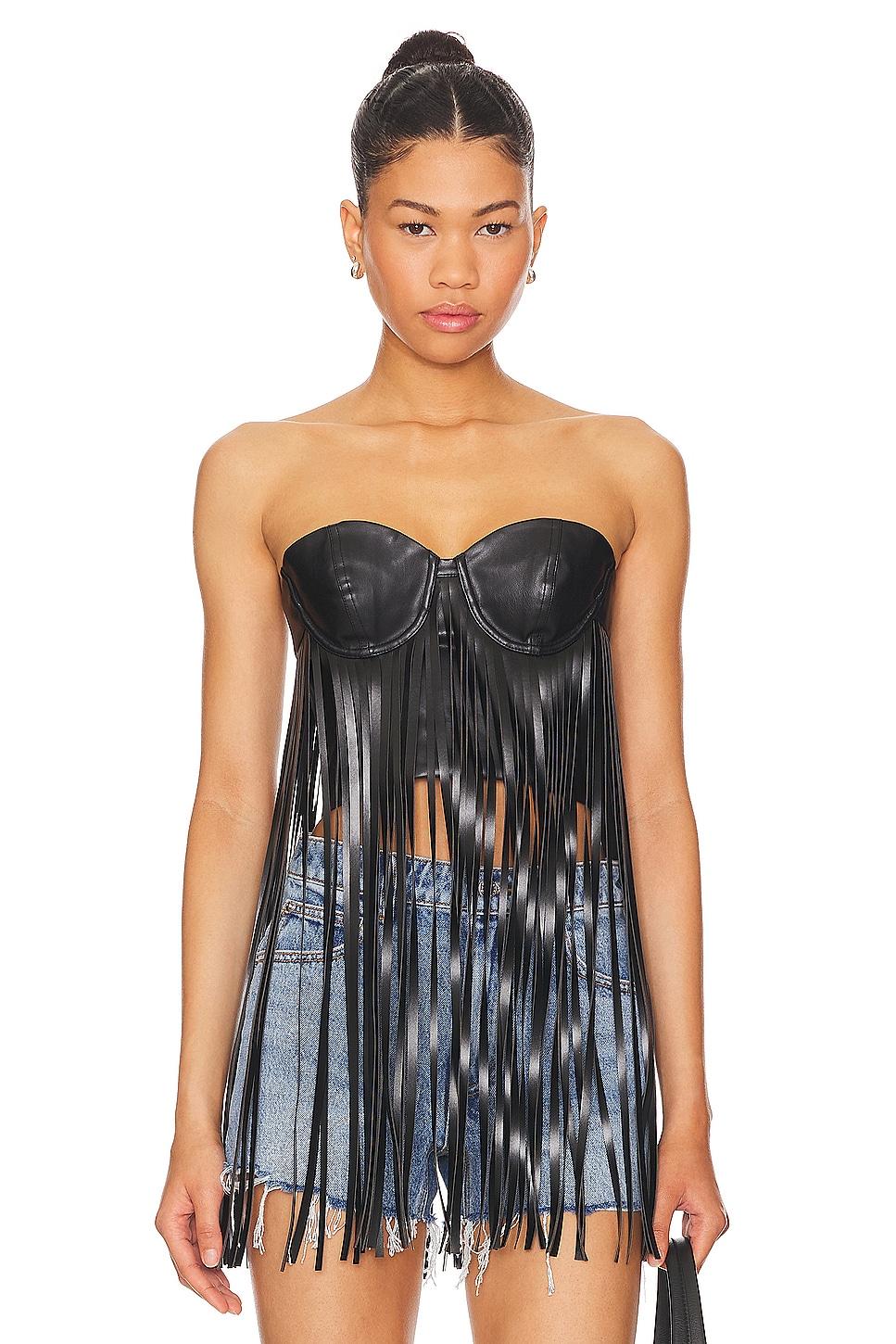 dutton faux leather top