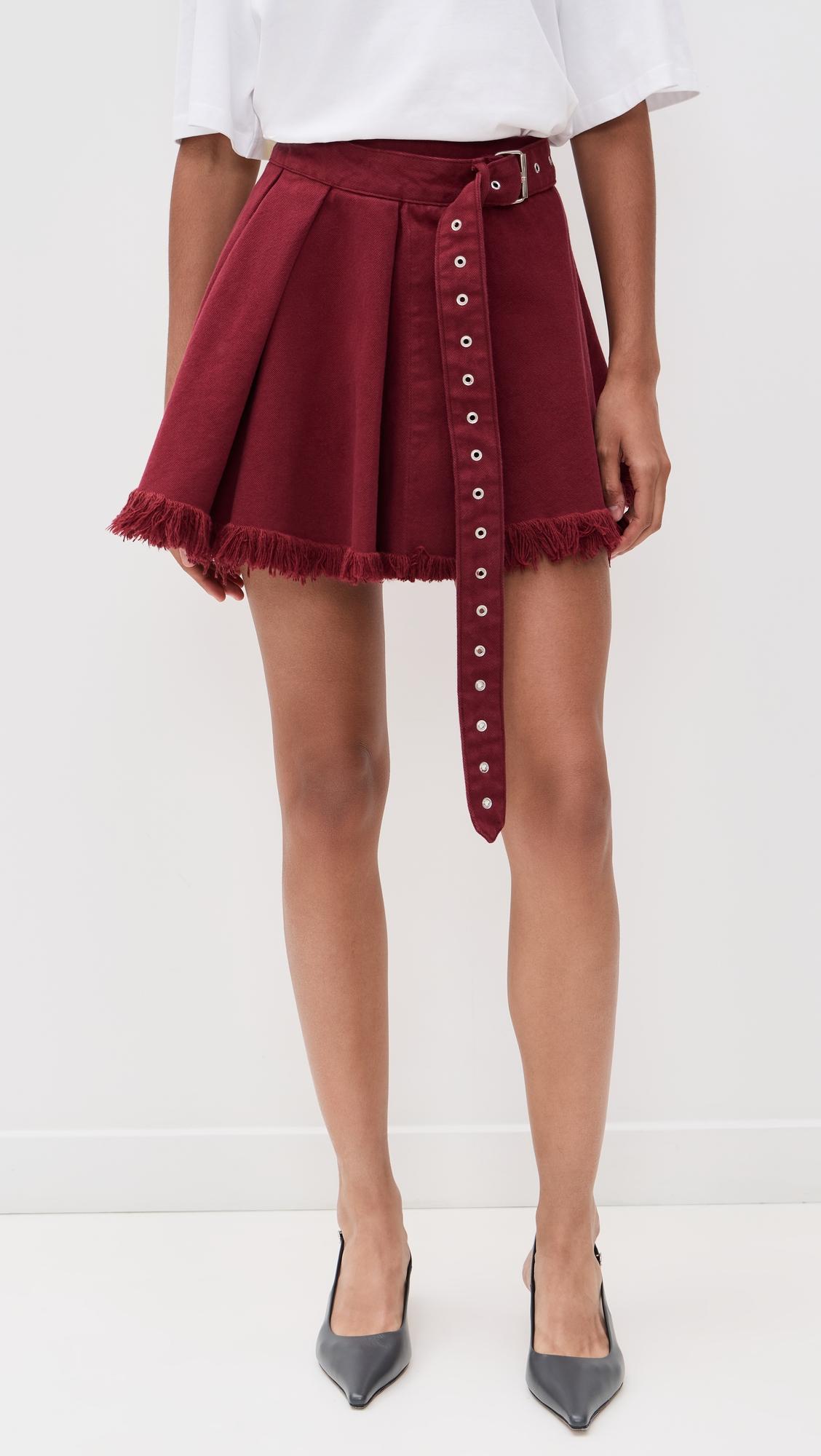 dyed drill mini pleated skirt