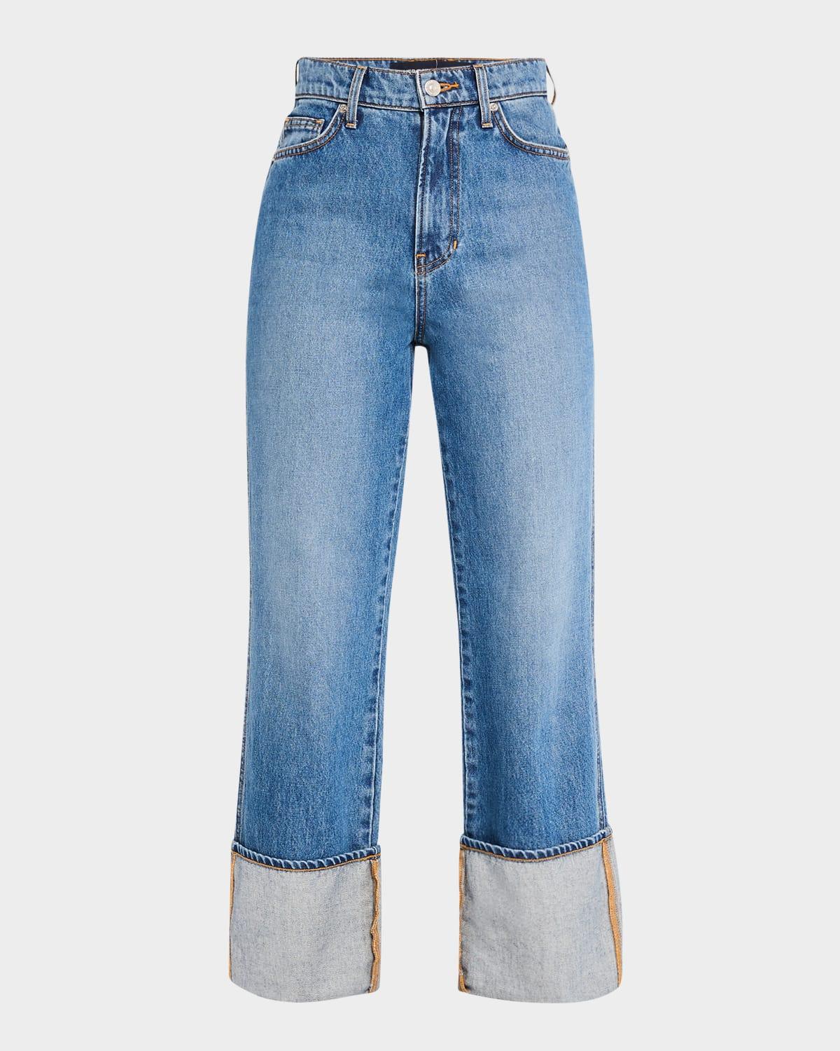 dylan high-rise straight cuffed jeans