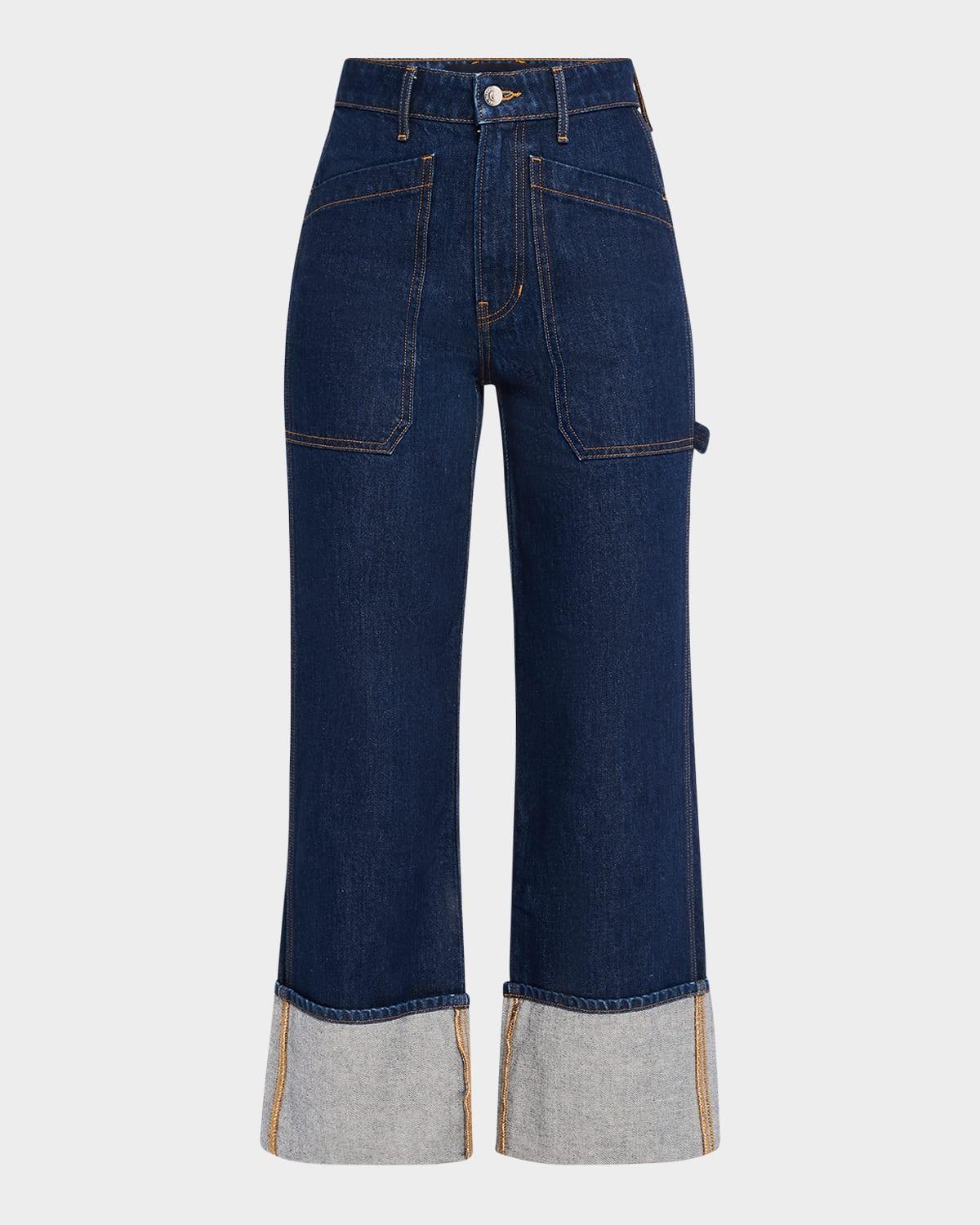 dylan high-rise straight cuffed jeans