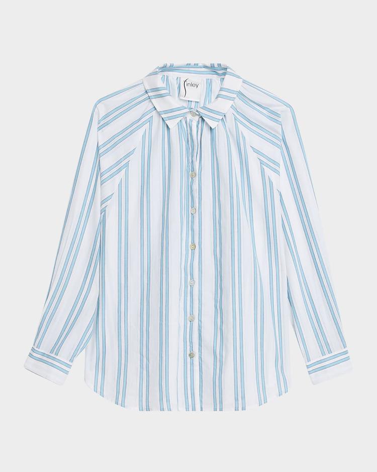 dylan striped raglan-sleeve cotton shirt