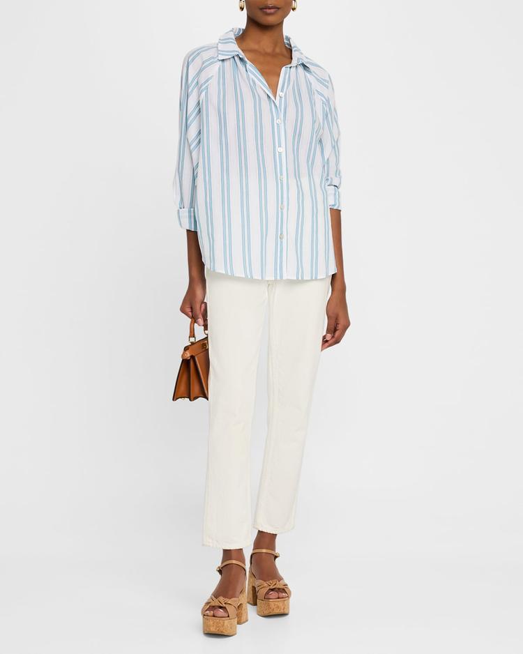 dylan striped raglan-sleeve cotton shirt