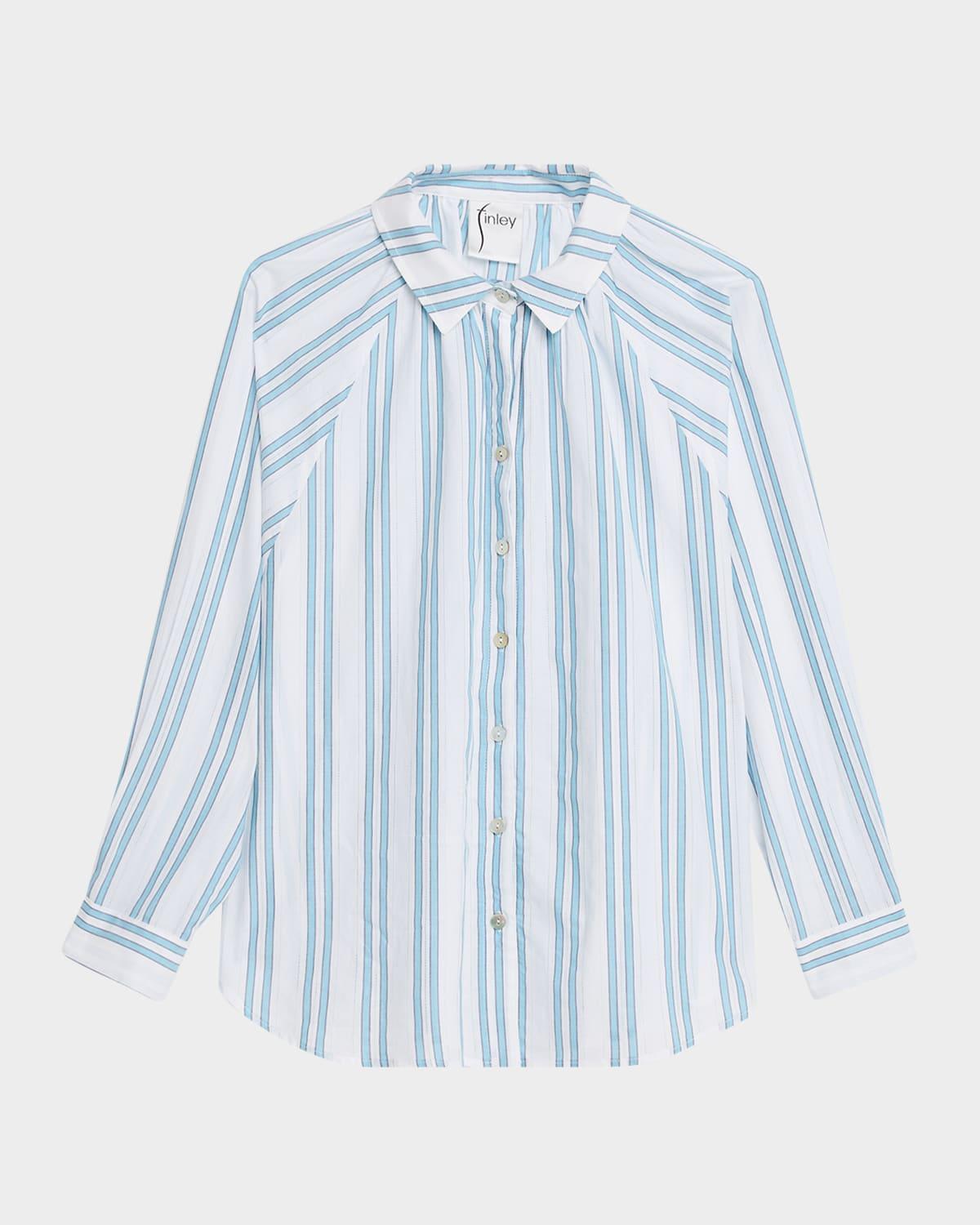 dylan striped raglan-sleeve cotton shirt