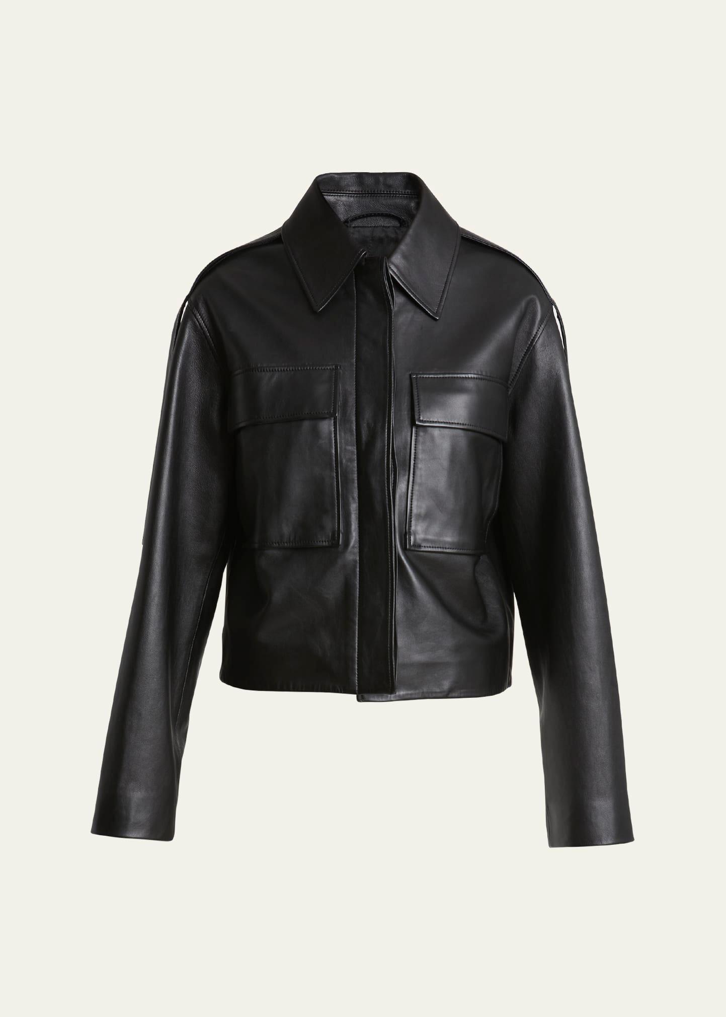 dylan wide glossy leather jacket