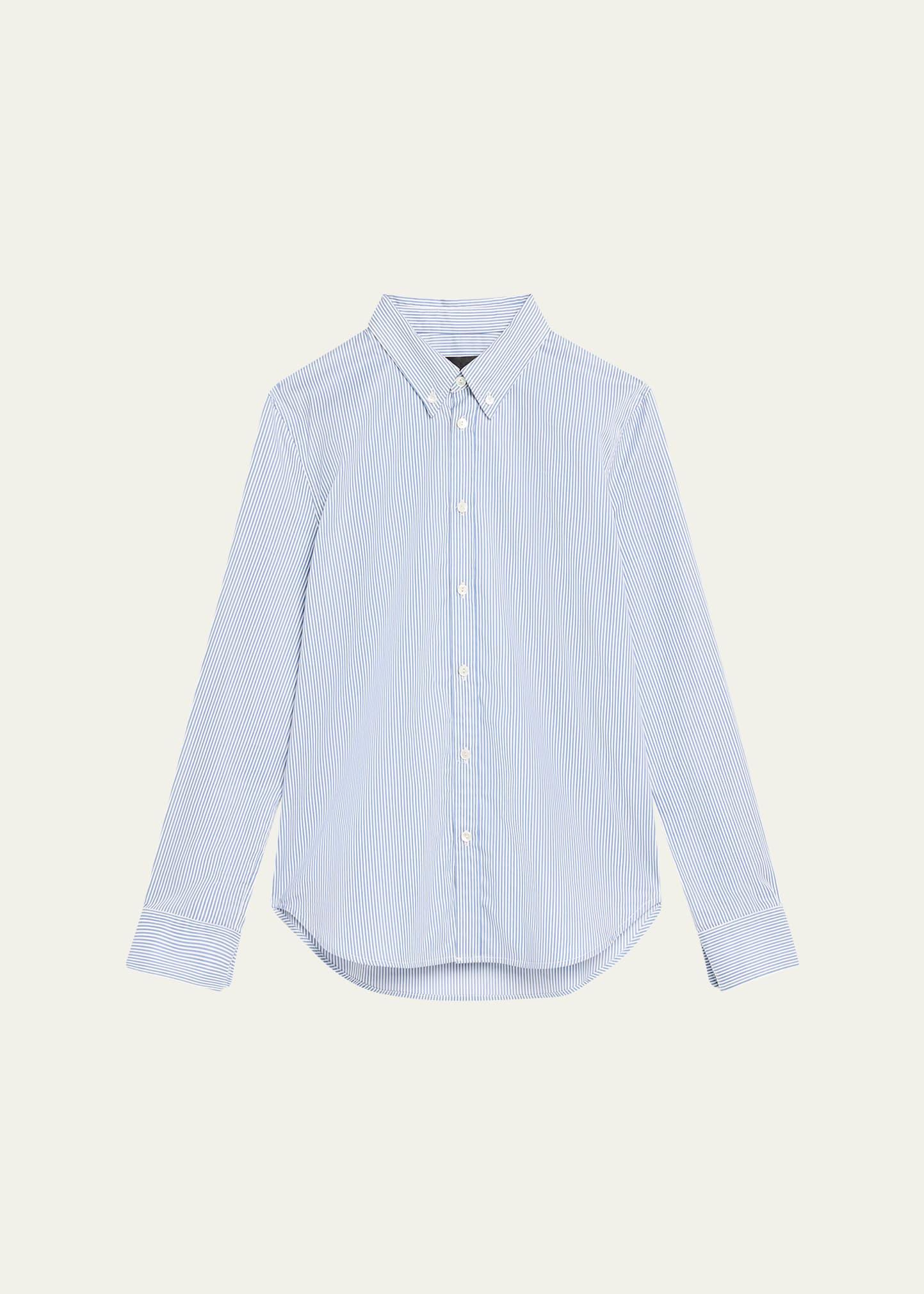 dyllan striped shrunken button-down shirt