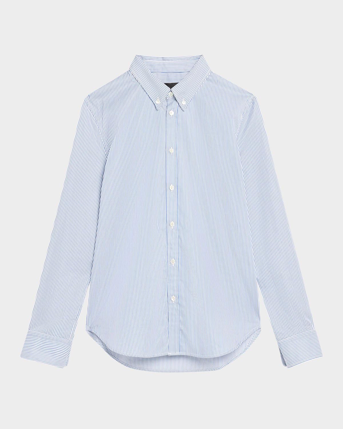 dyllan striped shrunken button-down shirt