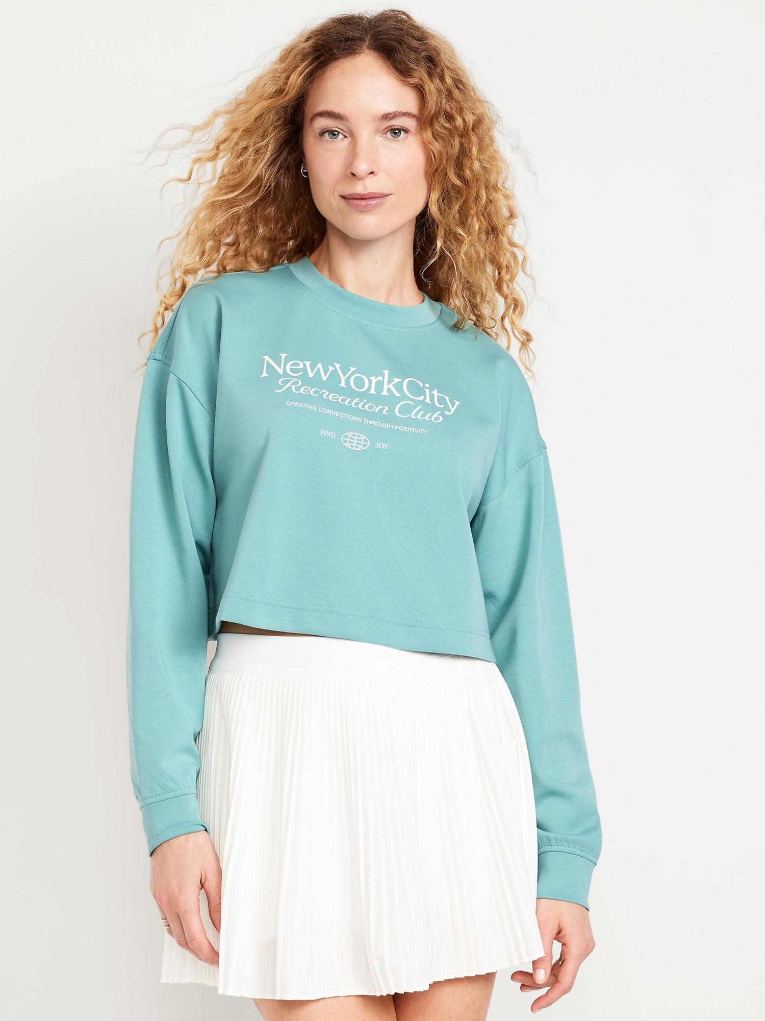 dynamic fleece oversized crop sweatshirt