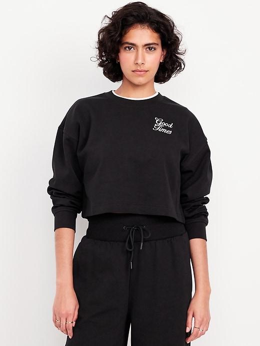 dynamic fleece oversized crop sweatshirt