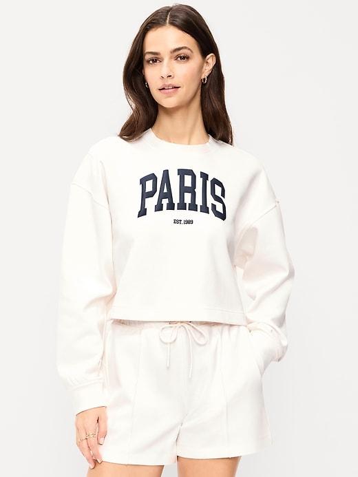 dynamic fleece oversized crop sweatshirt