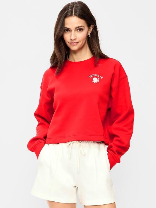 dynamic fleece oversized crop sweatshirt