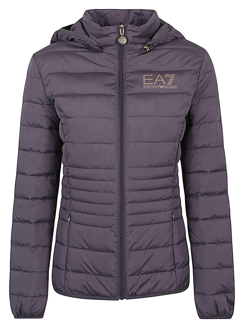ea7 logo short down jacket