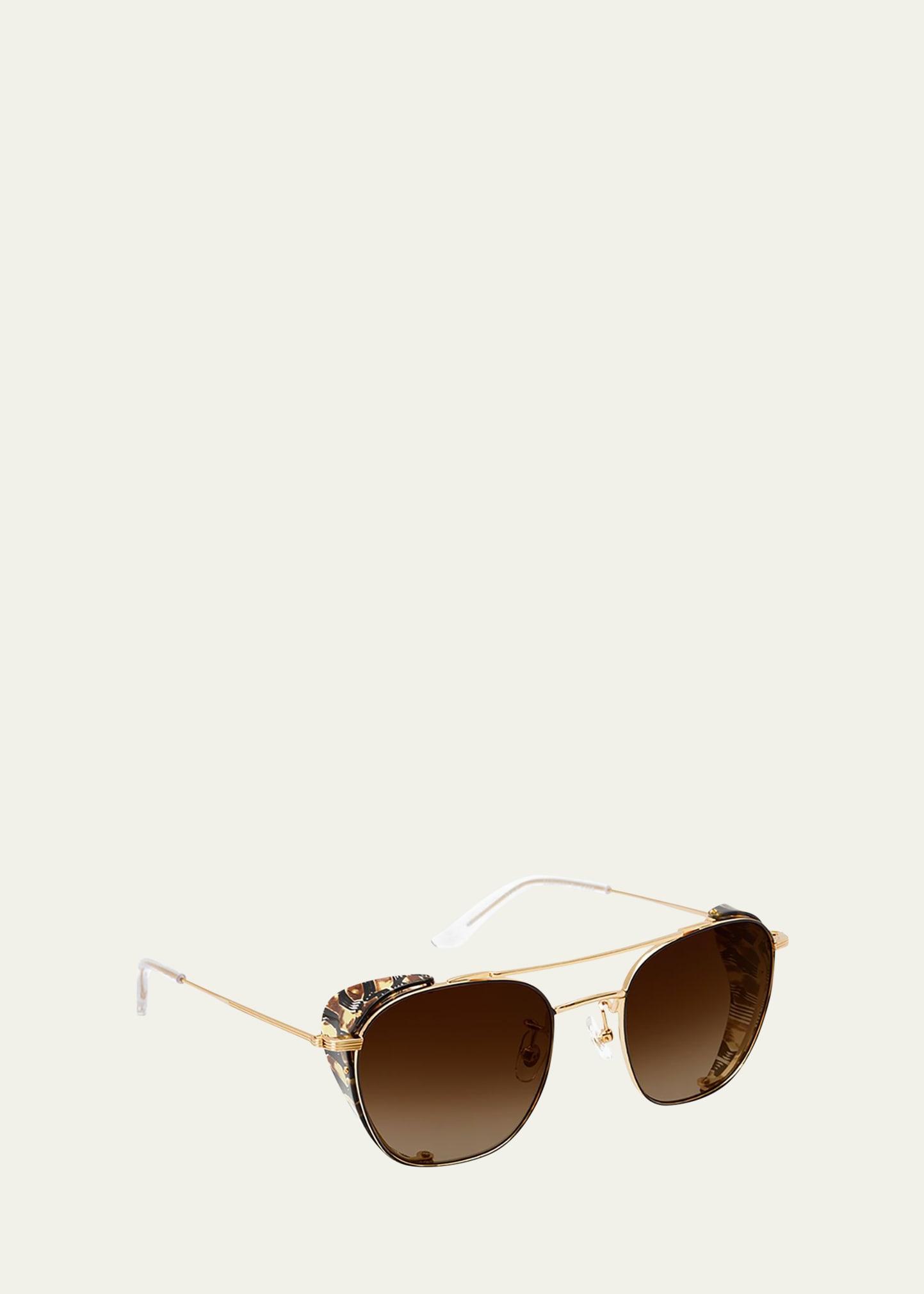 earhart 24k gold-plated metal aviator sunglasses