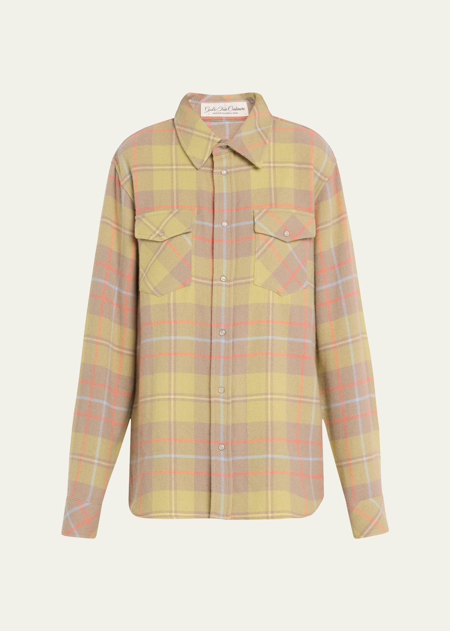 earth tartan cashmere button down shirt