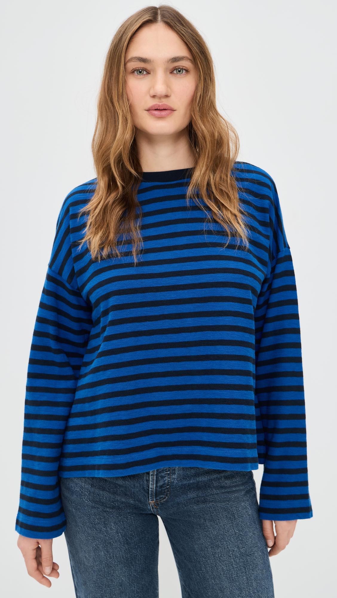 easy crewneck long sleeve tee in stripe