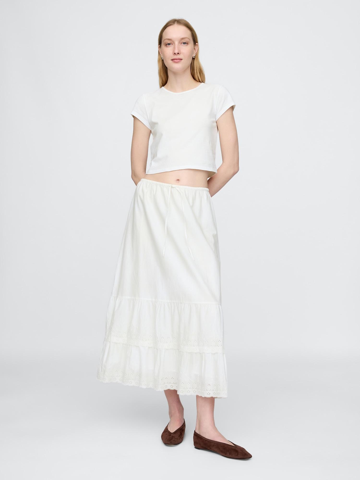 easy tiered eyelet maxi skirt