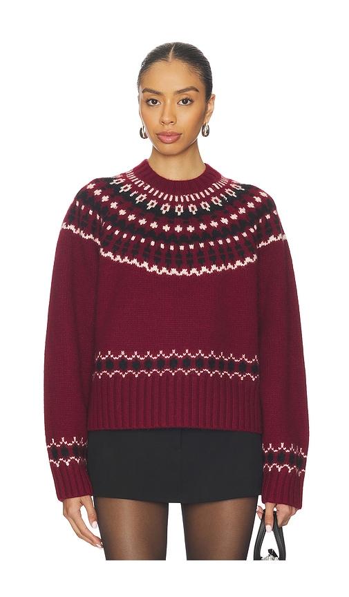 eaves abbey fairisle sweater in burgundy.