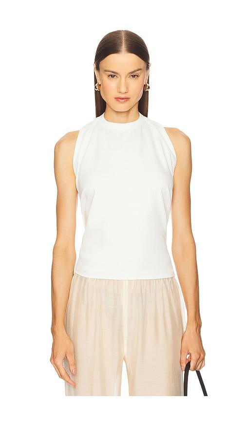 eaves ander halter tee in white.