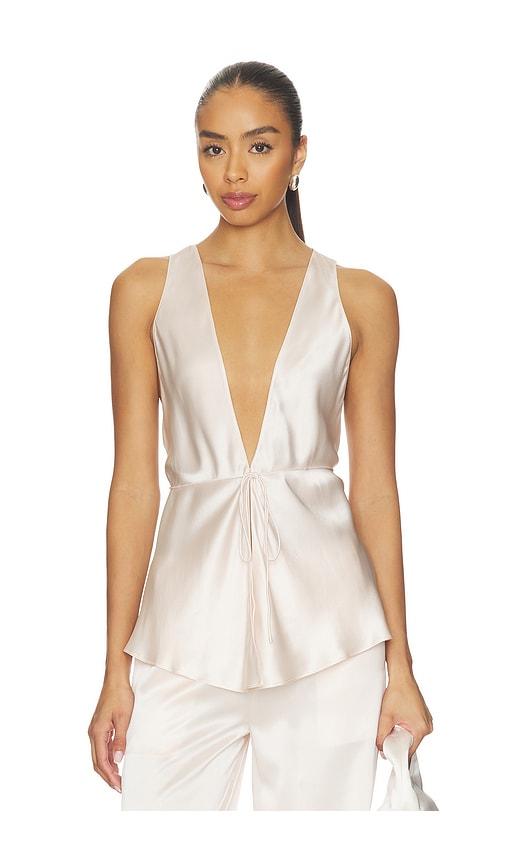 eaves anelie silk top in blush.