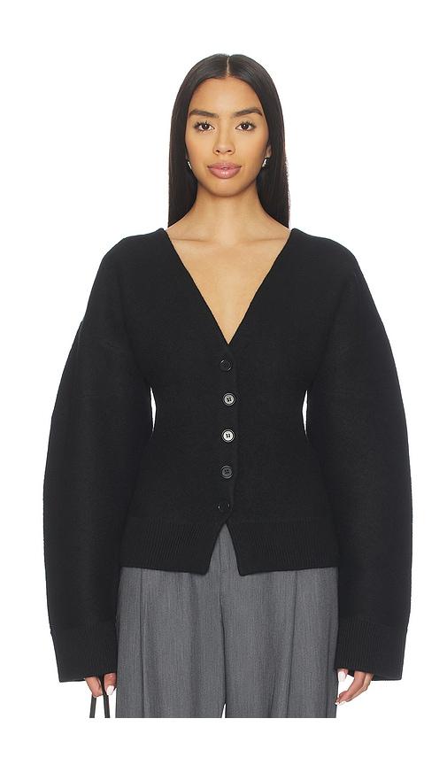 eaves arlet knit cardigan in black.