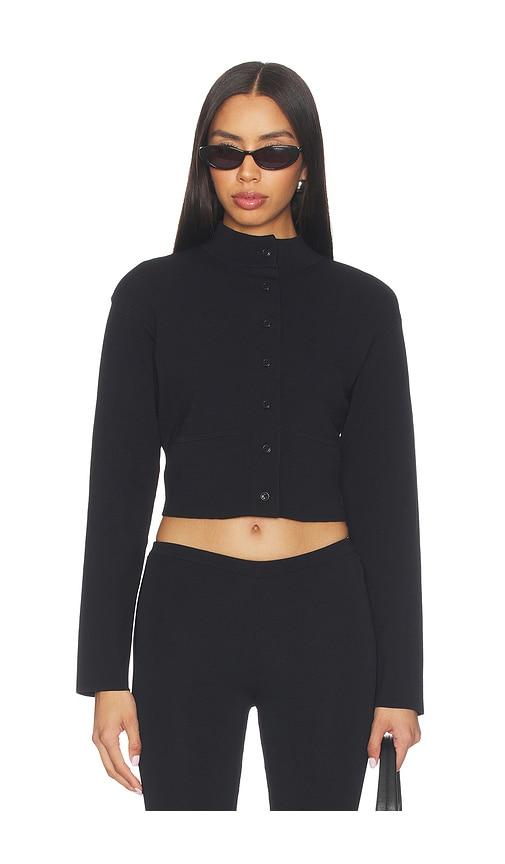 eaves augustyne knit jacket in black.