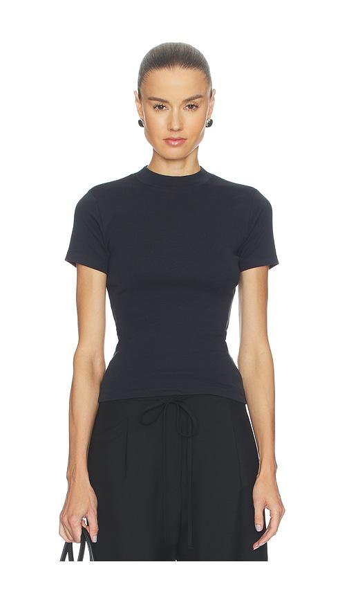 eaves bonnie high neck baby tee in black.