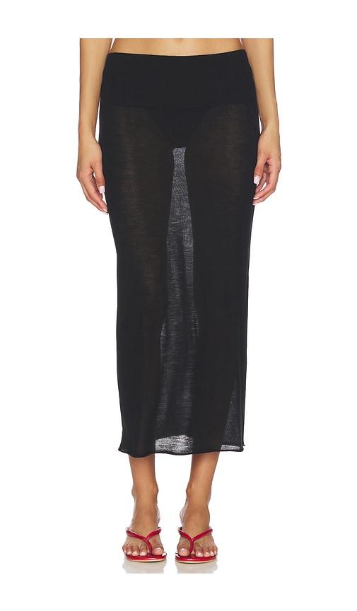 eaves claira light weight knit skirt in black.