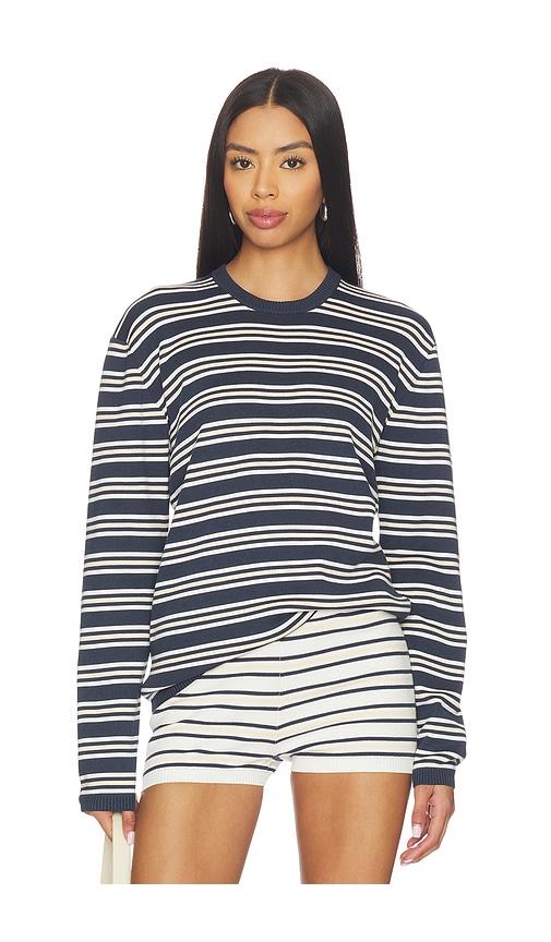 eaves cydnee striped oversized sweater in navy,white.